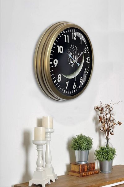 Kasva Concept 40 cm Antique Metal Wall Clock with Allah Written