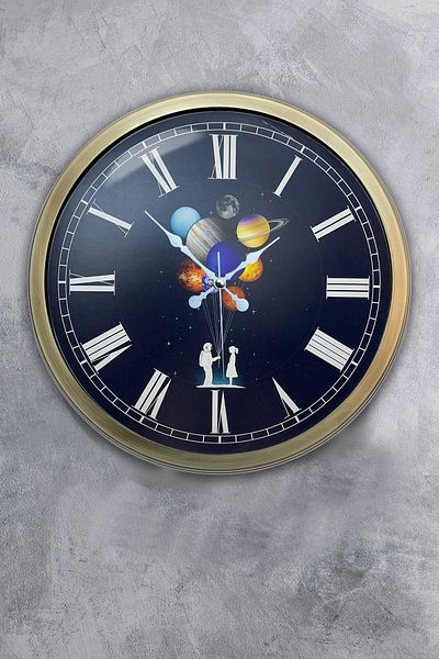 Kasva Concept 40 cm Tumbled Metal Planet Balloon Wall Clock