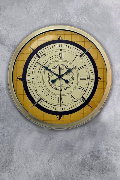 Kasva Concept Gift 40 cm Antique Metal Compass Wall Clock