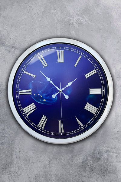 Kasva Concept Ceas de perete infinit albastru din metal alb de 40 cm