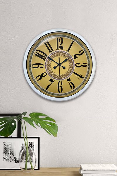 Kasva Concept Gift 40 cm White Metal Yellow Wall Clock