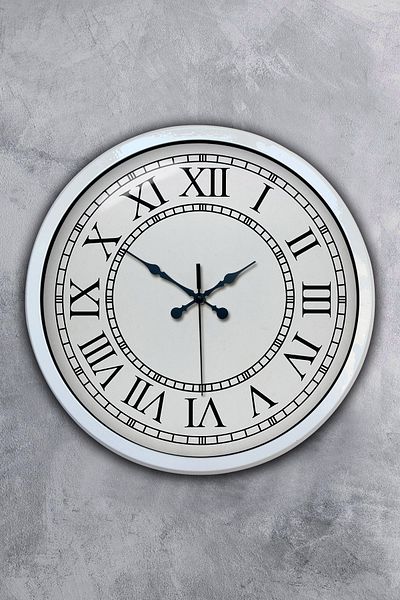 Kasva Concept Διακοσμητικό Δώρο 40 εκ. Λευκό Μεταλλικό Ρολόι Τοίχου με Ρωμαϊκούς Αριθμούς