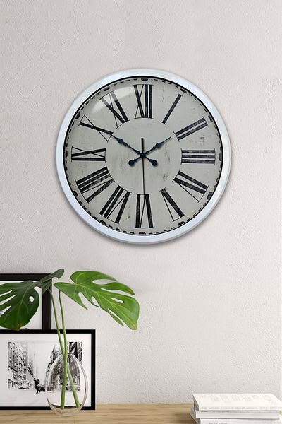 Kasva Concept 40 cm White Metal Novel Numeral Wall Clock