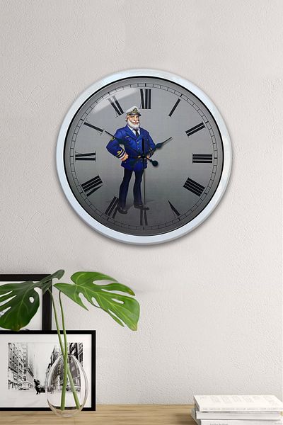 Kasva Concept 40 cm White Metal Ship Captain Wall Clock