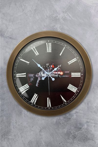 Kasva Concept Gift 36 cm Antique Metal Gun Wall Clock