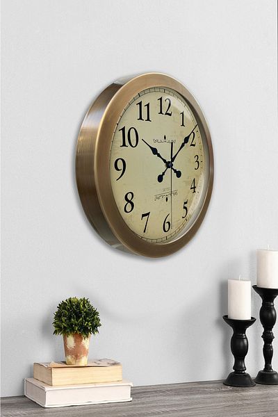 Kasva Concept Ceas de perete clasic din metal antic de 36 cm