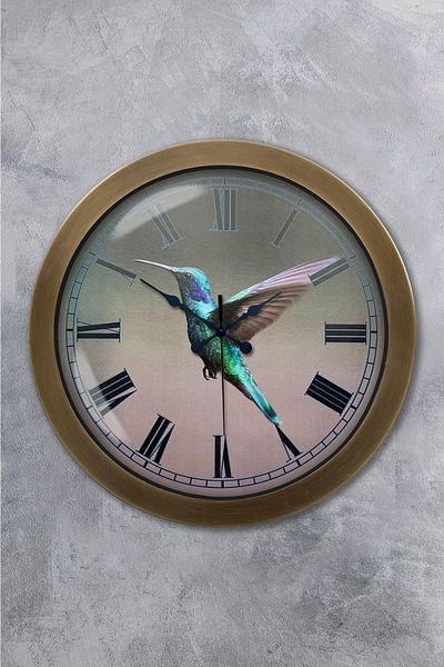 Kasva Concept 36 cm Antique Metal Bird Wall Clock