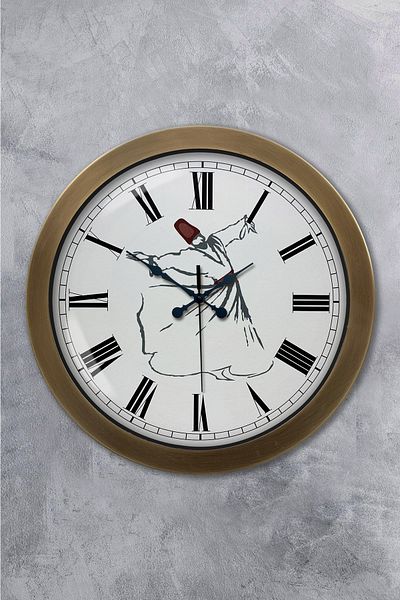 Kasva Concept Gift 36 cm Antique Metal Mevlana Wall Clock
