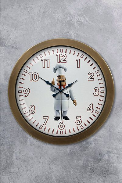Kasva Concept Gift 36 cm Antique Metal Cook Kitchen Wall Clock