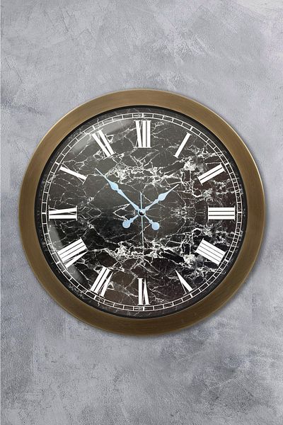 Kasva Concept 36 cm Antique Metal Marble Pattern Wall Clock