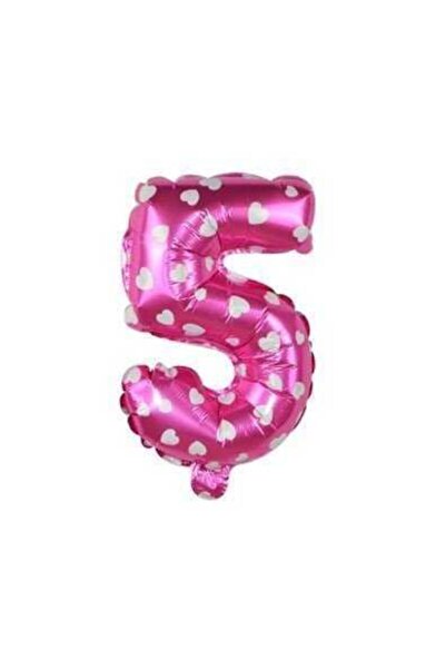 Doğumgünü Marketim بالون فويل على شكل قلب أبيض اللون وردي 40 سم 16 بوصة 5 أرقام