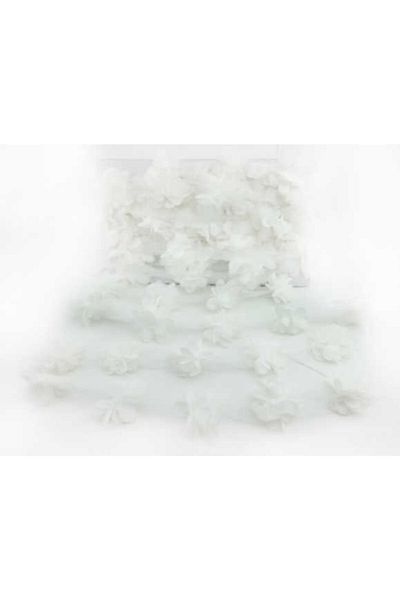 Aker Hediyelik 3m Laser Cut White Rose - 36 Pieces Organza Fabric Artificial Flowers