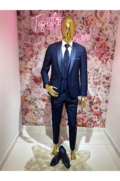 Bİ DÜNYA DAMATLIK Erkek Koyu Mavi Takım Elbise