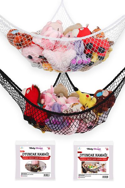 Moky Design Baby Kids Room Organizer, Toy Storage Box Basket Replaces Decor Toy Hammock 2 Pack