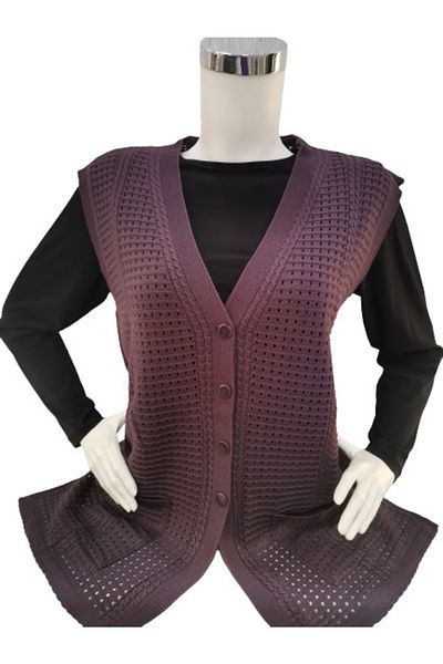 Fresh&Moda Women's Purple Mercerized Vest