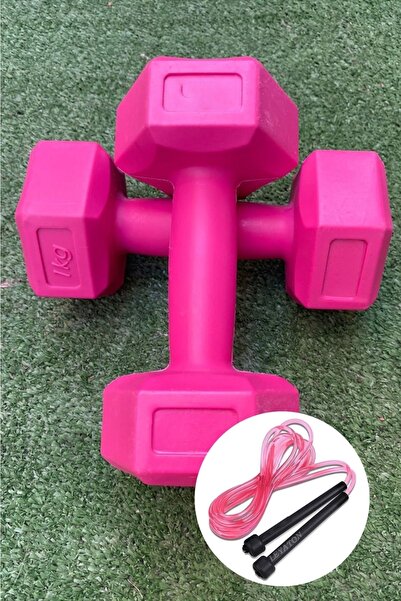 Leyaton Pembe Dambıl 2x1 Kg Dambıl Seti Dumbbell Atlama Ipi Lyt-25498d Plasti...