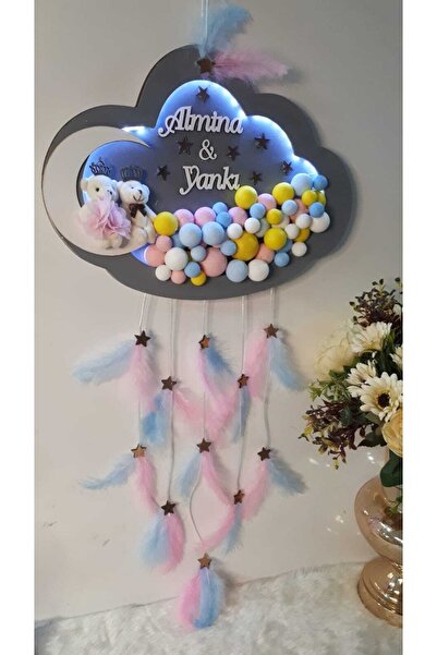Sevil Tasarım Ikiz Bebek Ledli Bubble Kapı Süsü & Gece Lambası
