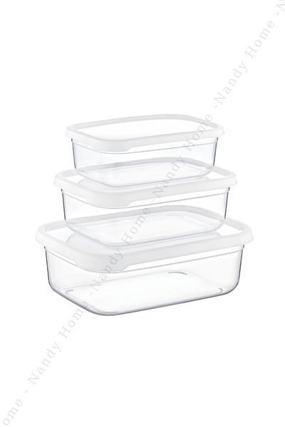 Nandy Home Set of 3 Embox Rectangular Food Container, White