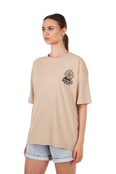 GHASSY CO. Women's Oversize Back And Chest Printed Outdoor Tshirt Psl