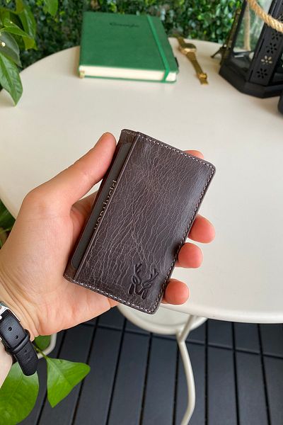 Modica Orsa – Suport card minimalist din piele naturală Portofel subțire gri, suport pentru cărți de vizită