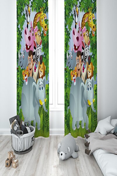 BAMBAŞKA MODA Дитяча кімната «Світ тварин» Двоє крил Фон завіса Bmfp-276