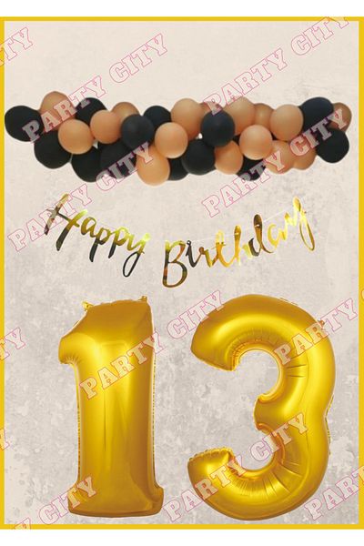 Party City Happy Birthday Gold Concept (13) Years Birthday Party Celebration Set