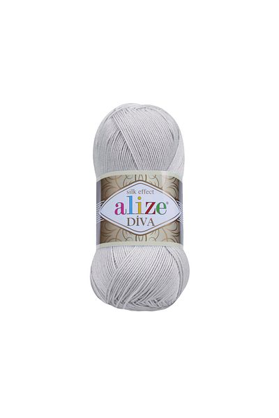Alize 5 τεμάχια Diva Mercerized Thin Thread Summer Bikini Bustier Μπλούζα Πλεκτό νήμα 168 Ανοιχτό Γκρι-Χειμερινό Λευκό