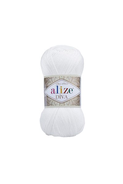 Alize 5 Pieces Diva Mercerized Thin Thread Summer Bikini Bustier Blouse Knitting Thread 055 White
