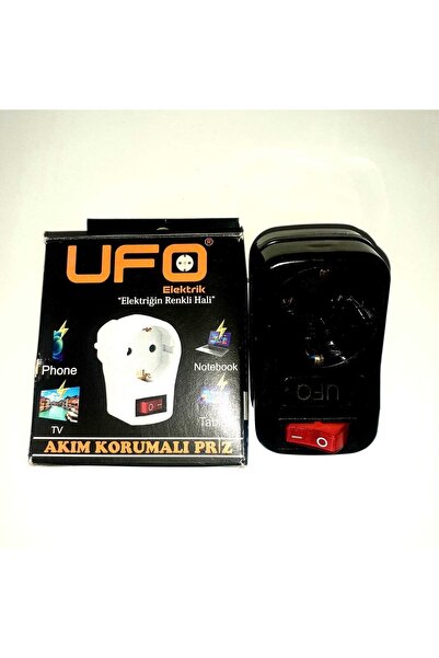 UFO TECH Akım Korumalı Tekli Anahtar Priz Siyah