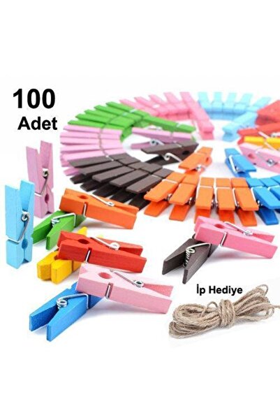 Genel Markalar Hobialem 100 Adet Mini Mandal Karışık Renkli Mandallar Fotoğra...