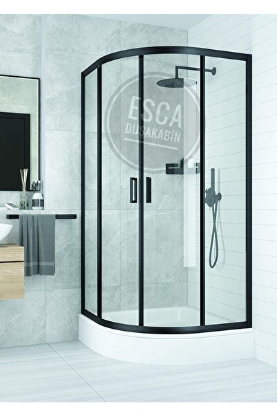 Esca Oval Yerli üretim Akrilik Tekneli Paslanmaz Siyah Duşakabin - 5mm Temper...