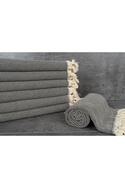 Kayra Export بيشتيمال 100x180 سم 100% قطن بيشتيمال أسود للحمام بيشتيمال مفرش طاولة للنزهة