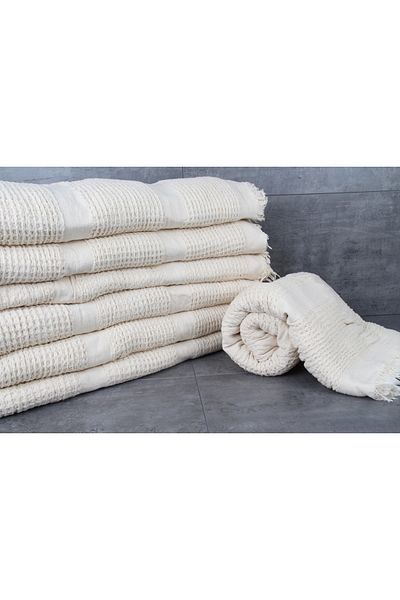 Kayra Export Pique Bedspread Waffle Pattern Sofa Cover 200x220 cm Beach Blanket