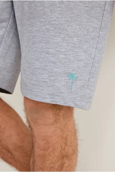 Kübra Tekstil Palmiye Desenli Erkek Sweatshirt Kumaş Şort