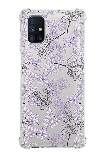 PrintiFy Samsung Galaxy M51 Köşe Korumalı Antişok Kapak Floral Lila Tasarımlı...