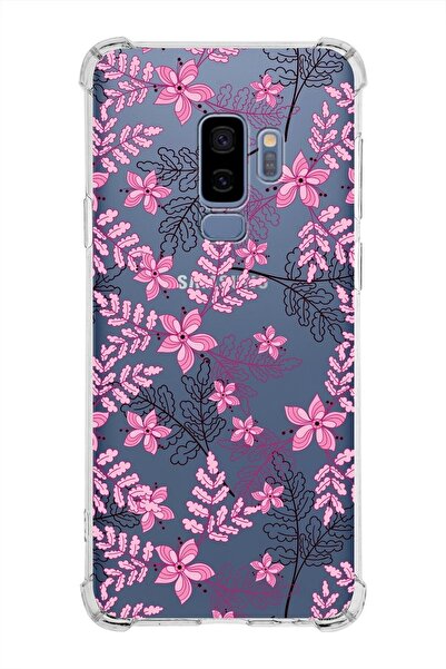 PrintiFy Samsung Galaxy S9 Plus Köşe Korumalı Antişok Kapak Floral Pembe Tasa...