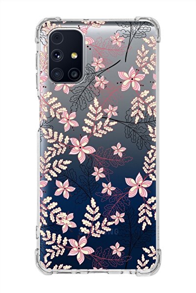 PrintiFy Samsung Galaxy M31s Köşe Korumalı Antişok Kapak Floral Kırmızı Tasar...