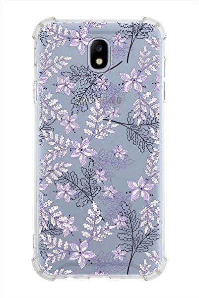 PrintiFy Samsung Galaxy J7 Pro Köşe Korumalı Antişok Kapak Floral Lila Tasarı...