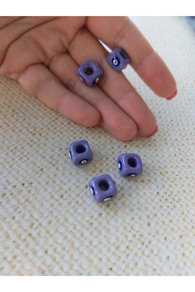 Bonanka Murano Glass Beads - Square Evil Eye - Lilac (4 Pieces)