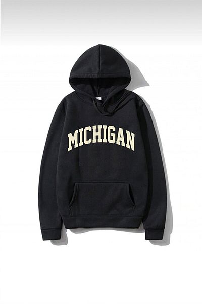 VBSVİBES Hanorac cu glugă unisex oversize cu imprimeu Michigan