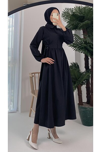 Basicpark Macron Waist Buckle Black Dress