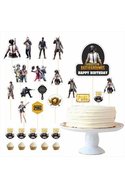 SİYAH PARTİ EVİ Pubg Doğum Günü Pasta Süsü Kürdan Seti
