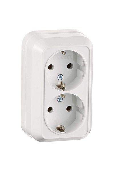 MAKEL 45182 White Modern Single Size Surface Mounted Double Grounded Socket