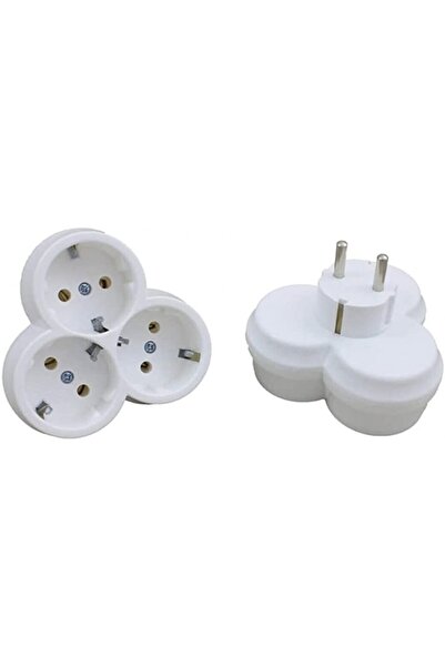 GAE Beyaz Renk Golyat Yonca Tip Sıva Üstü Topraklı 3lü Priz