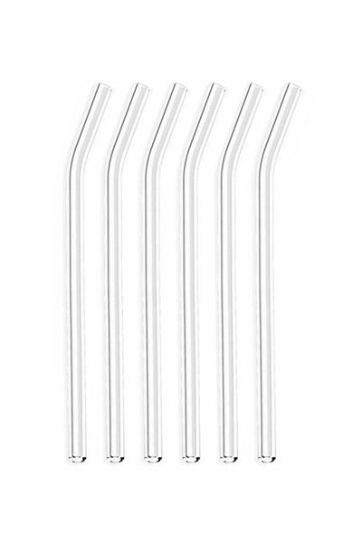ÖZ TİCARET Megaparkavm 6-Piece Transparent Curved Glass Straw Tyc00484549338