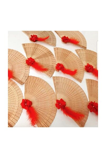 Aker Hediyelik Lazer Güllü Tüylü Ahşap Yelpaze Süslü Yelpaze Parti Aksesuarı ...