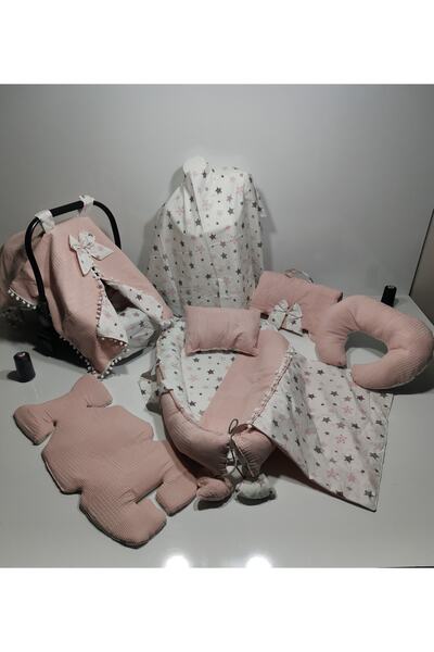 Balamira Waffle Pembe Yıldız 10 Parça Babynest Seti