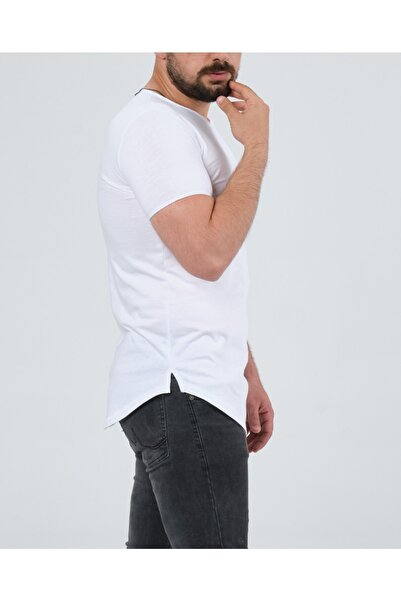 THE ONE Μπλουζάκι με οβάλ σχισμή με λευκό βρώμικο γιακά