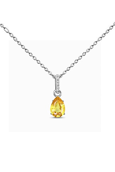 Eva Jewelry Mistik Topaz Taşlı 925 Ayar Gümüş Zincirli Kadın Kolye