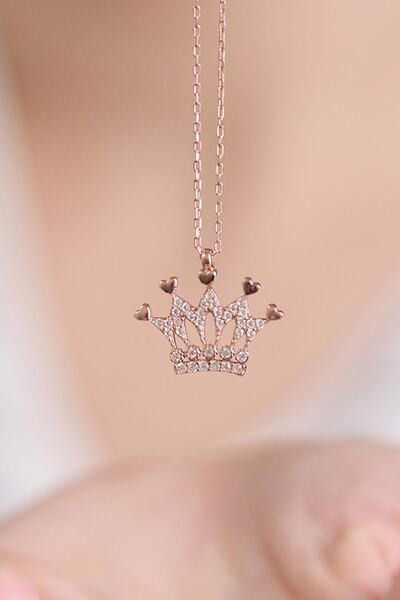 Eva Jewelry Prenses Tacı 14k Rose Altın Kaplama Kadın Kolye
